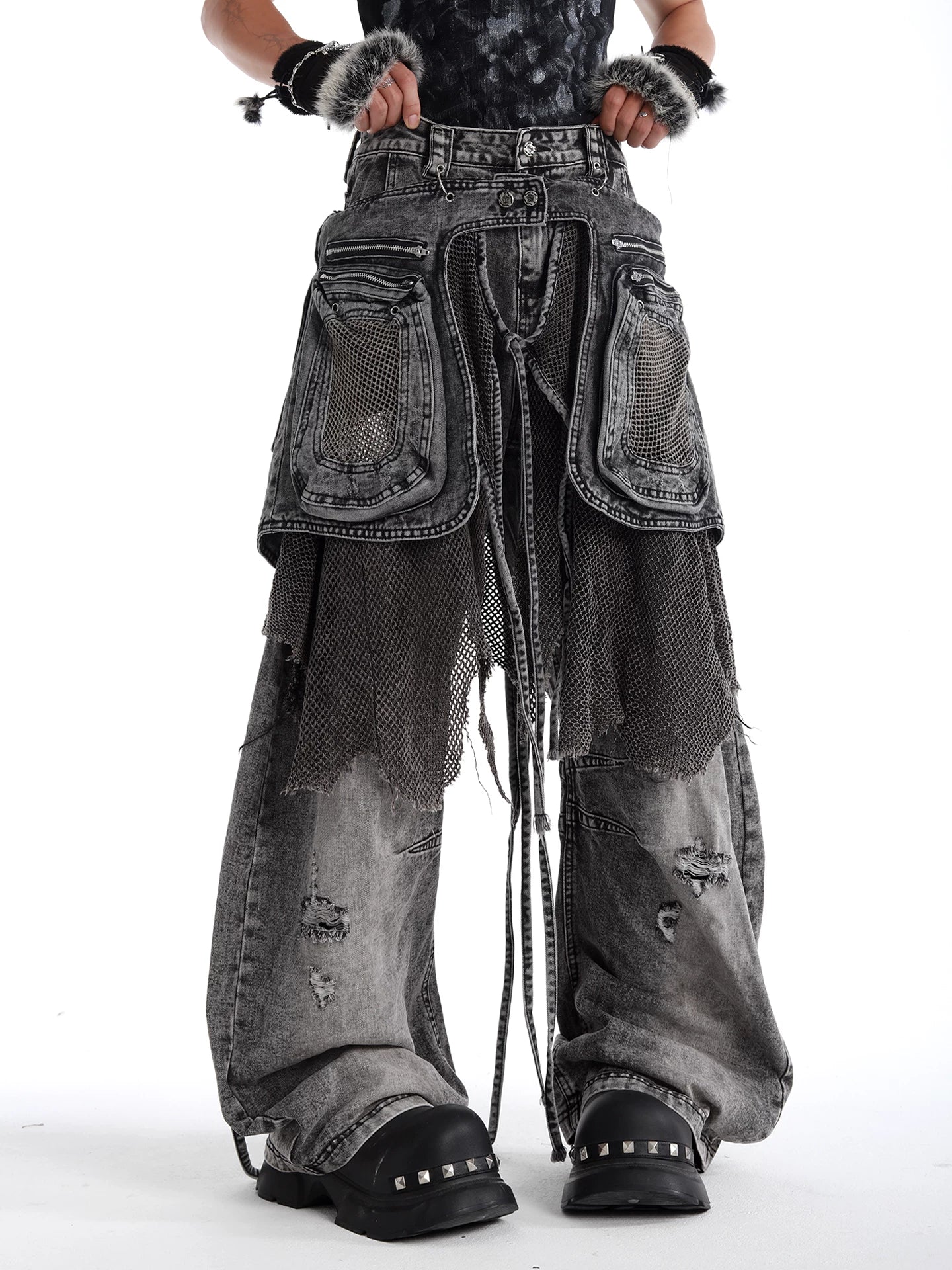 Abyss Mesh Layered Jeans