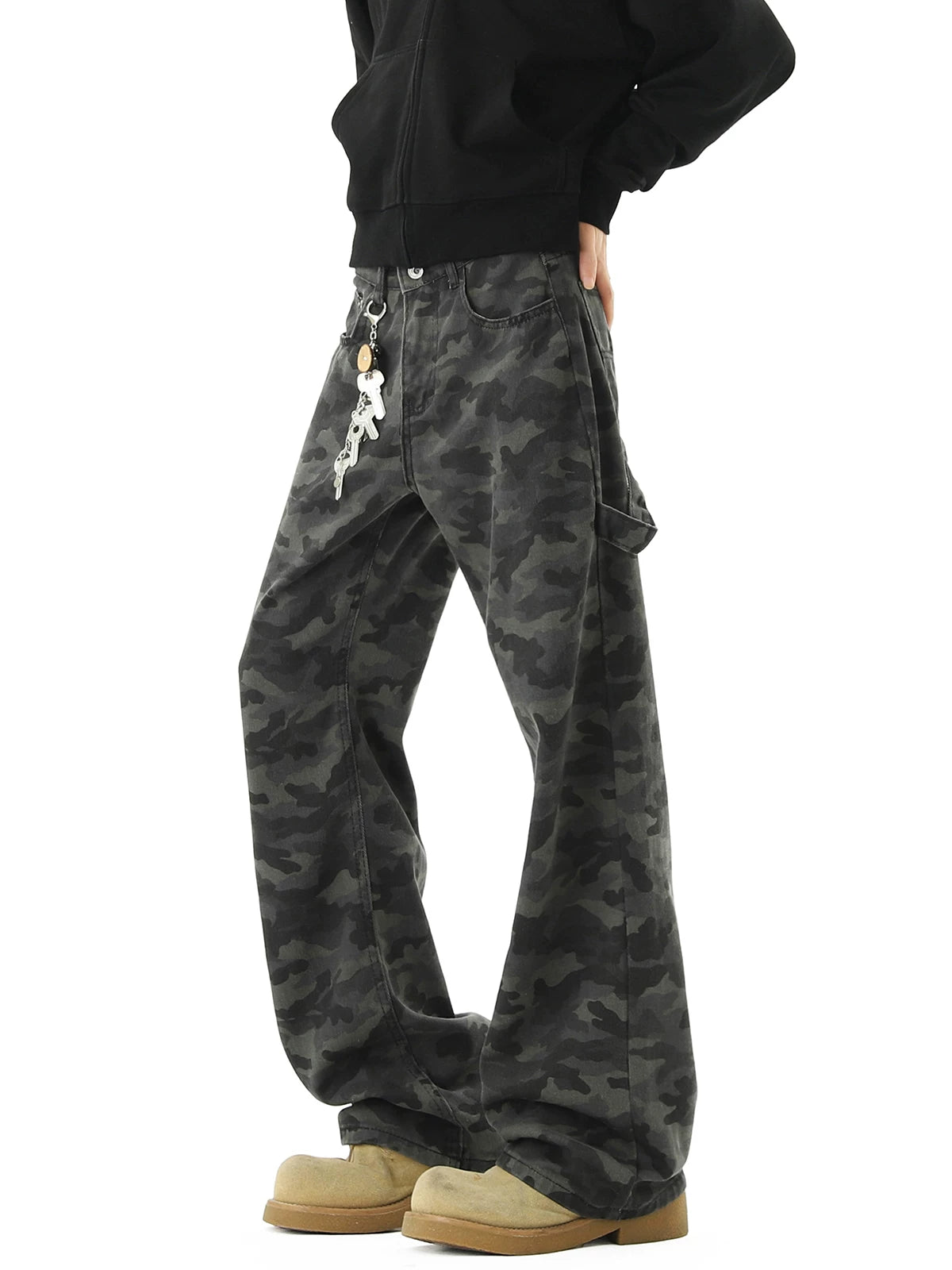 Shadow Camo Ultra‑Wide Street Jeans