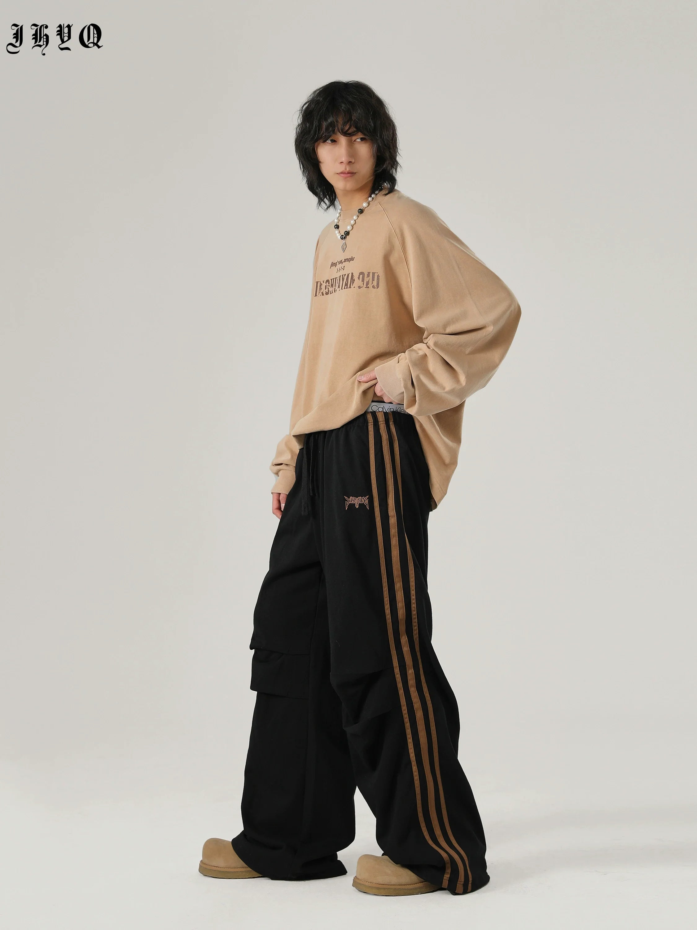 Striped Loose Sports Paratrooper Sweatpants - chiclara