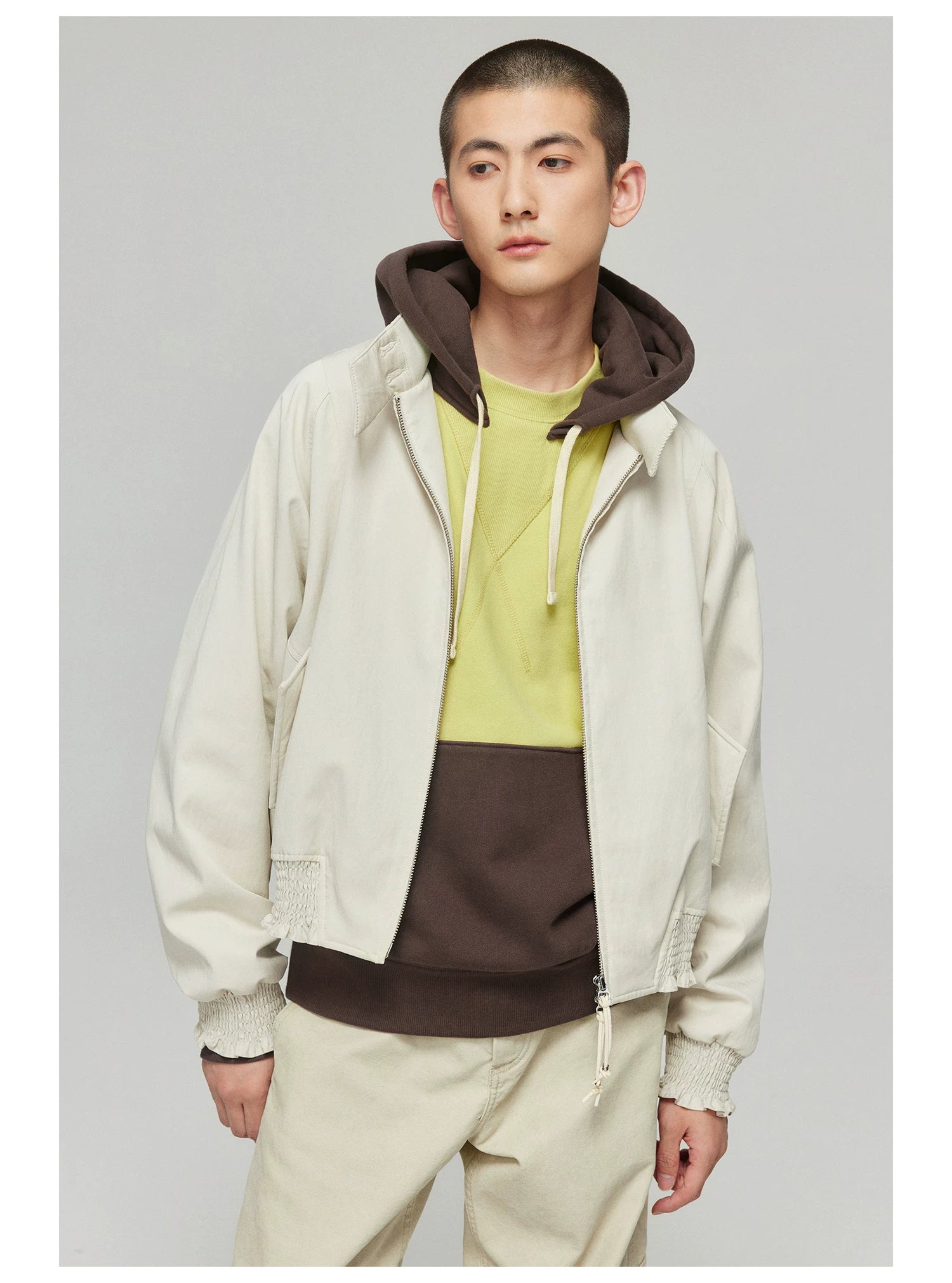 Lime and Brown Colorblock Hoodie