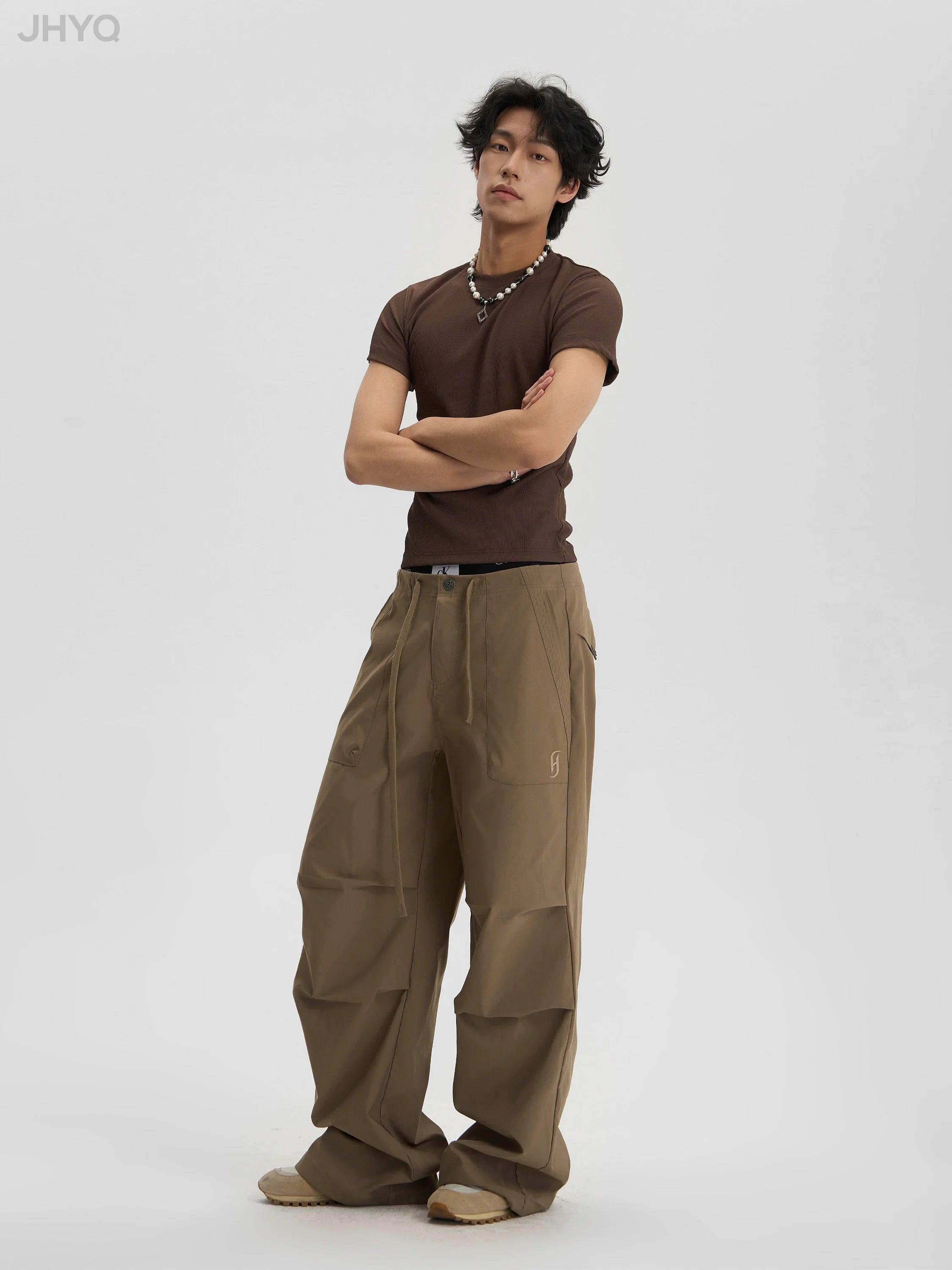 Pleated Tactical Drawstring Pants - chiclara