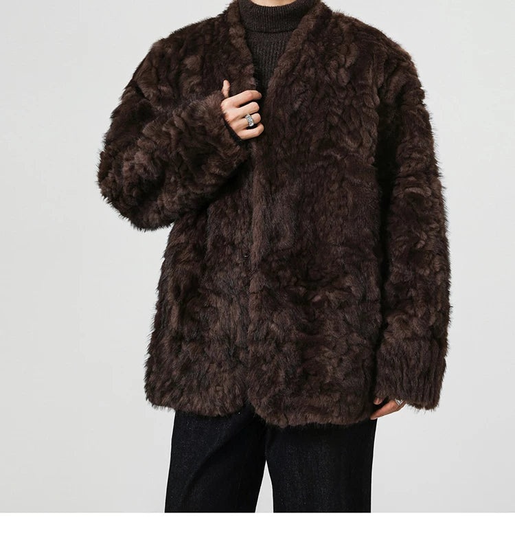 Midnight Cloud Faux-Fur Cocoon Jacket
