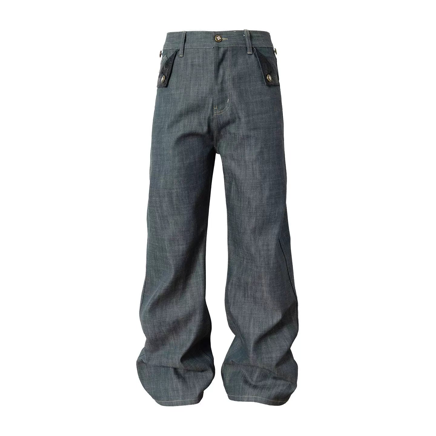 Paneled Pocket Wide Leg Jeans