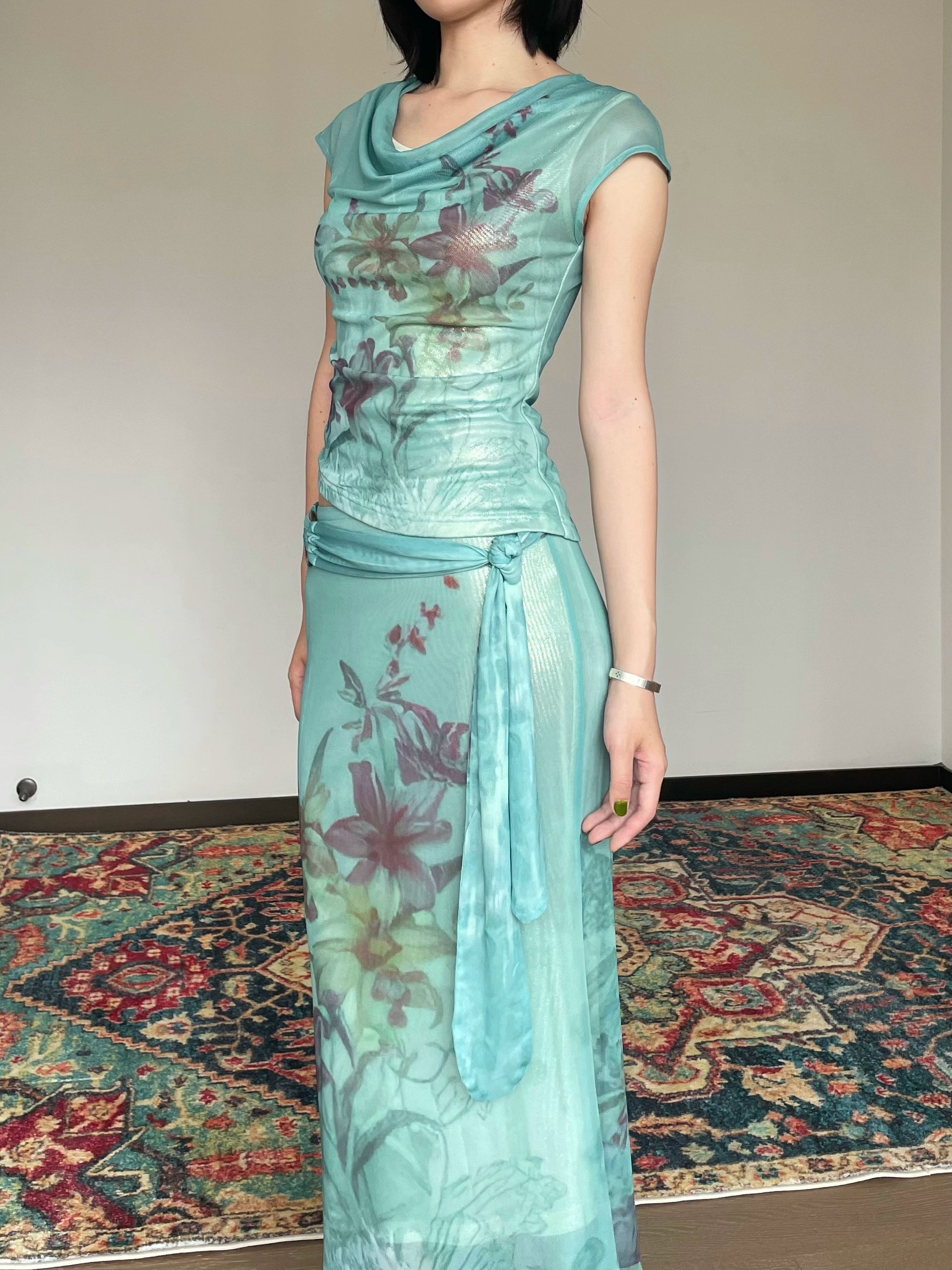 Aqua Butterfly Blouse