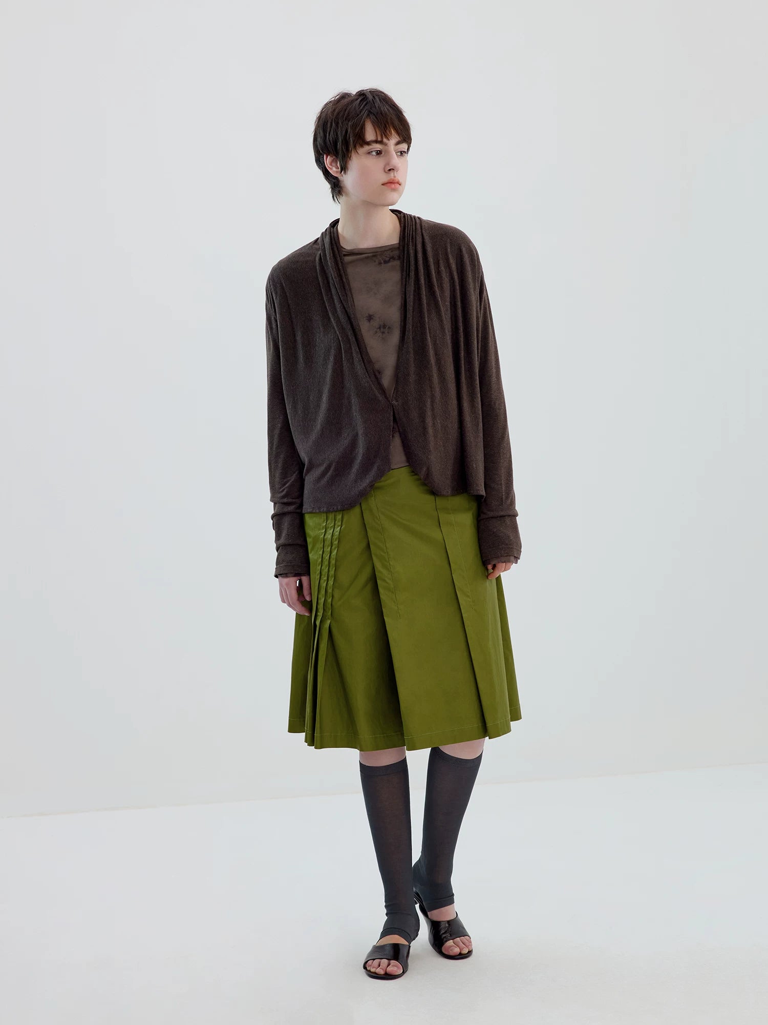 Mossveil Pleated Mini Skirt