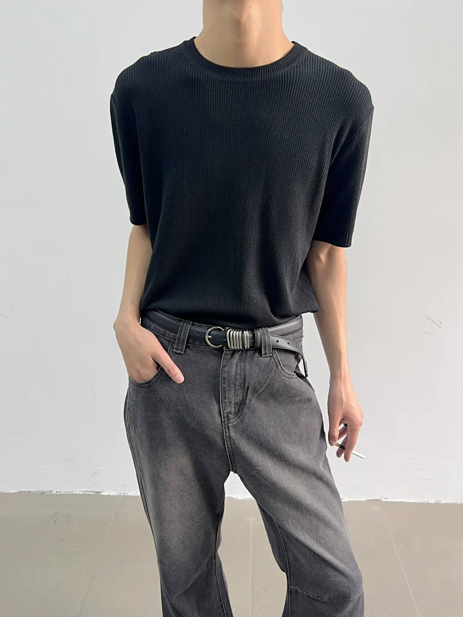 Ribbed Onyx Knit Tee