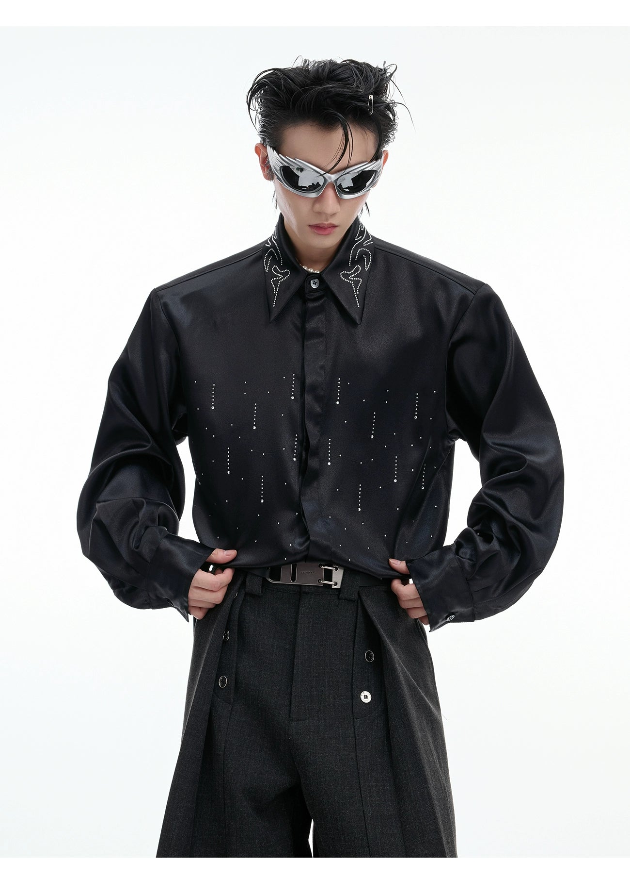 Embroidered Satin Party Shirt