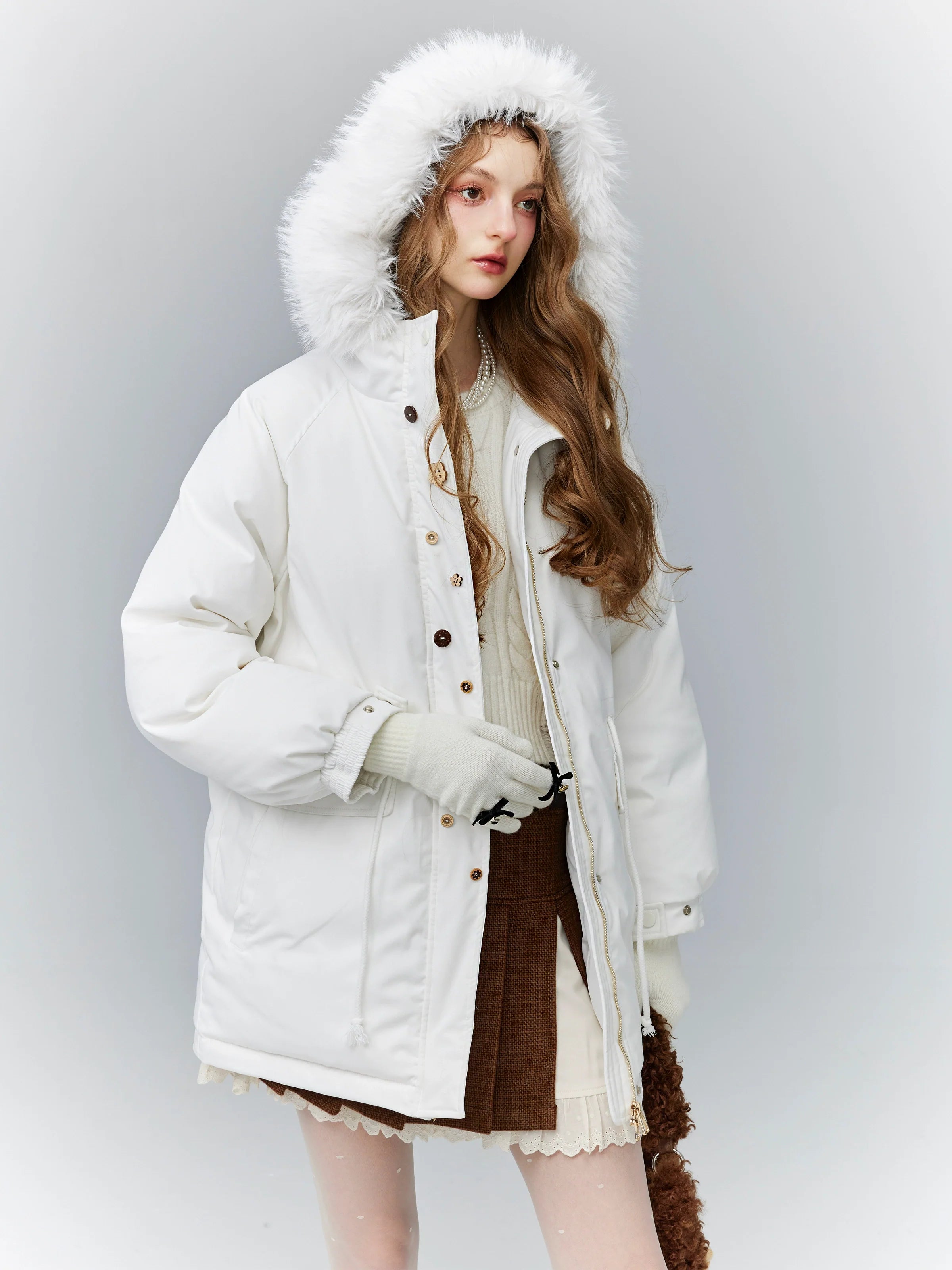 Arctic Elegance Faux Fur Collar Puffer Coat