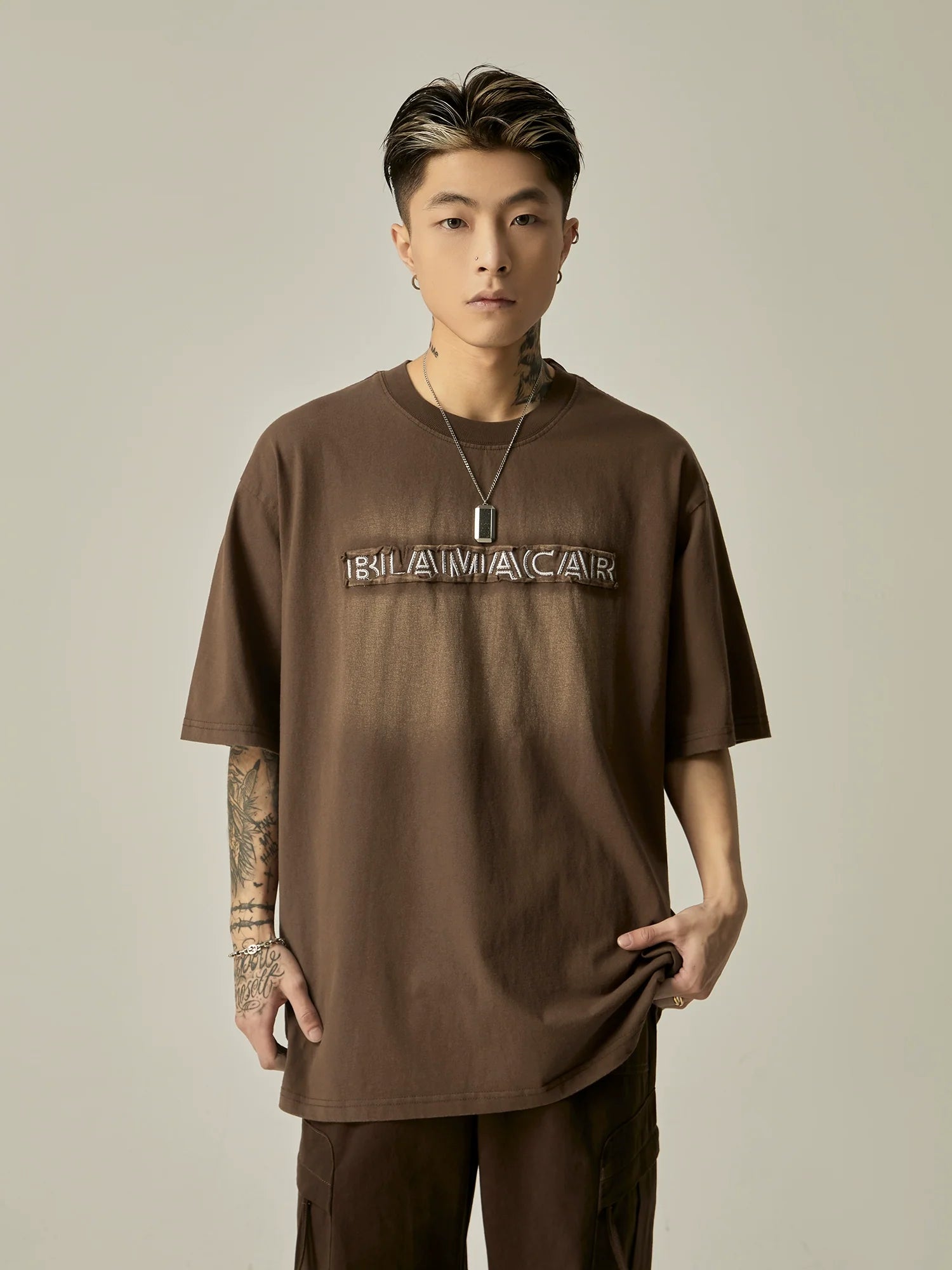 Tonal Embossed Logo Oversized Tee