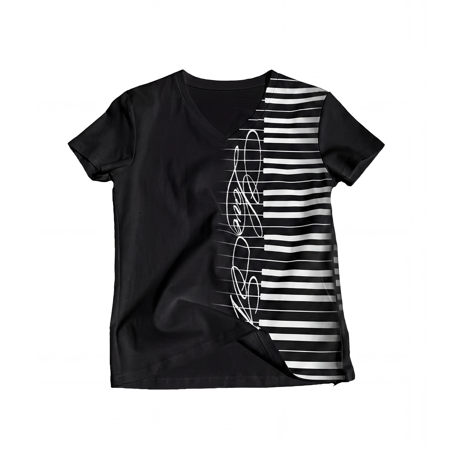Keys Treble Clef V‑Neck Tee