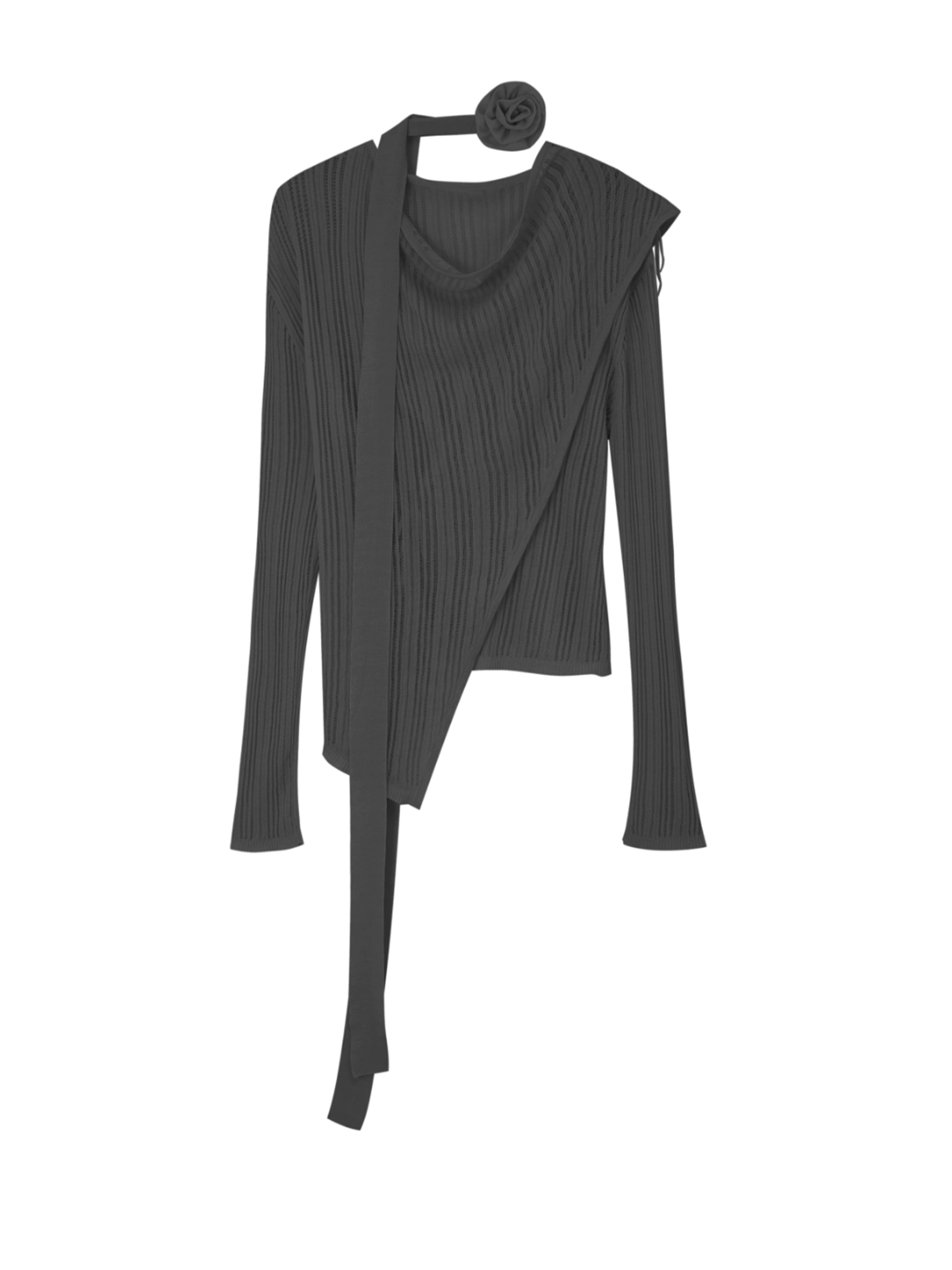 Of Akiva Asymmetrical Ribbed Wrap Sweater