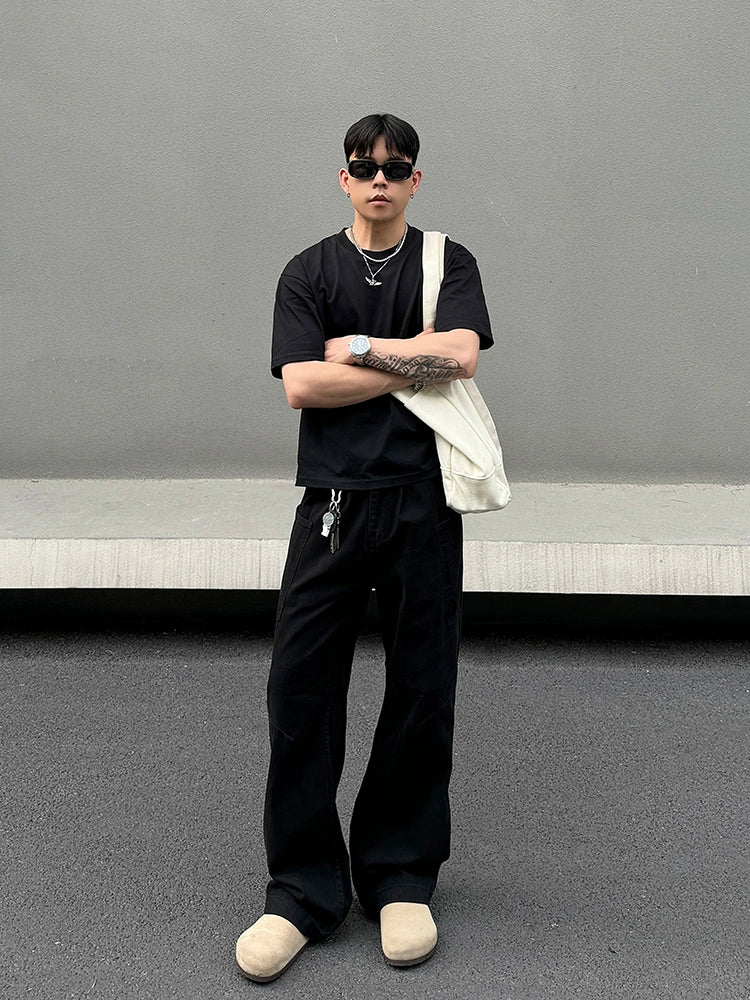Obsidian Cargo Wide‑Leg Pants