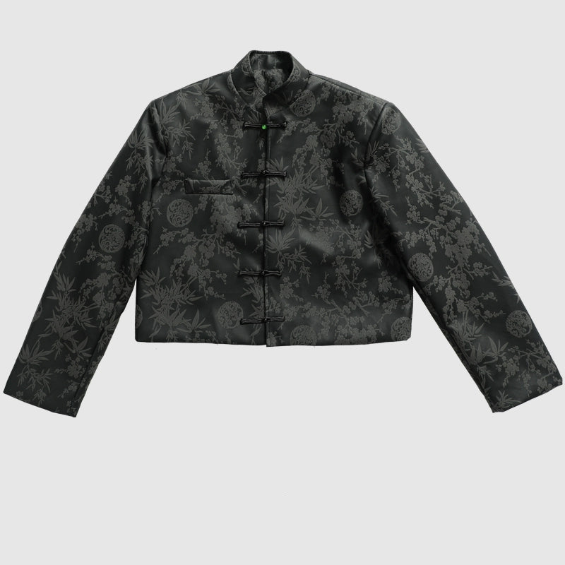 Black Jacquard Mandarin Jacket
