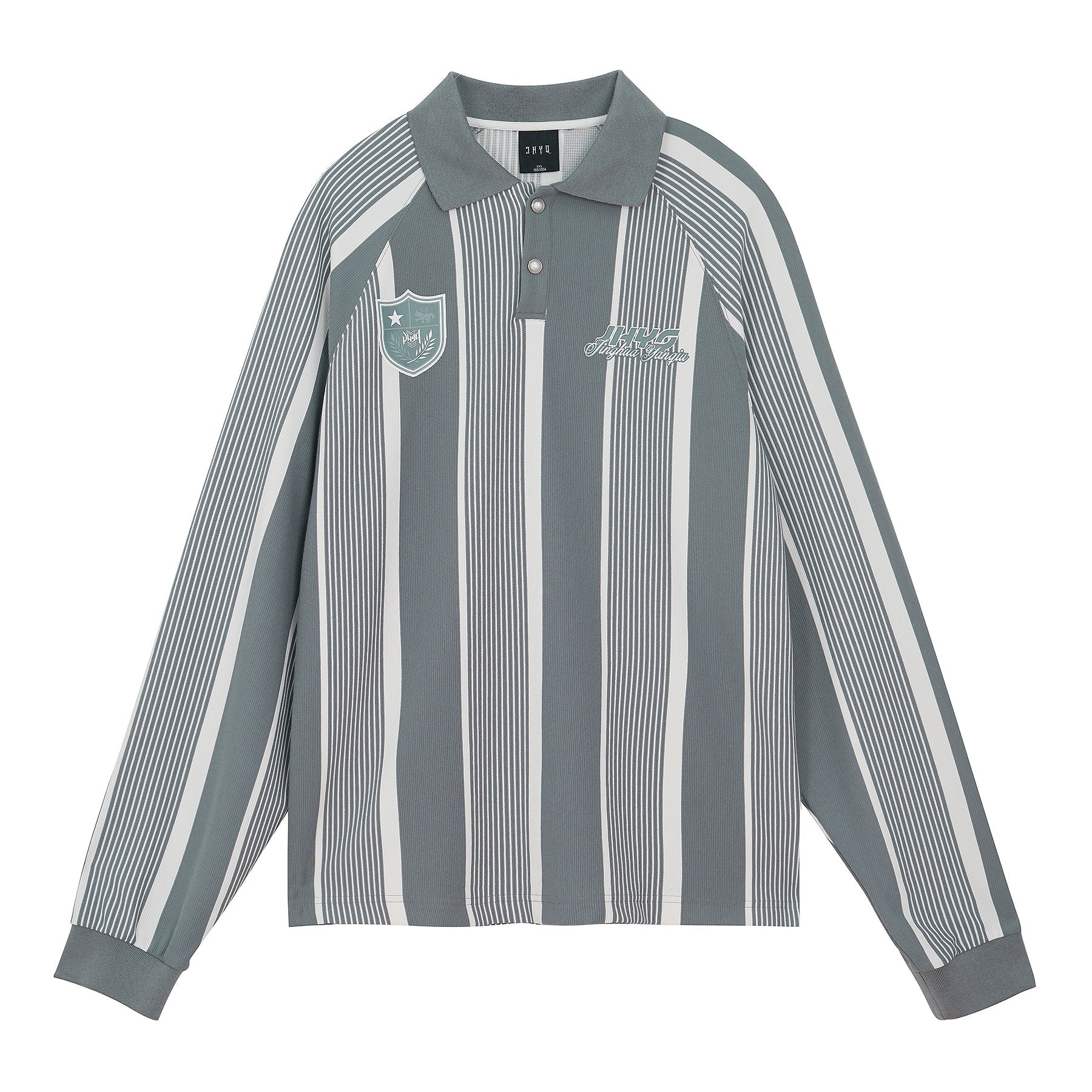 Contrast Striped Long Sleeve Polo Shirt - chiclara