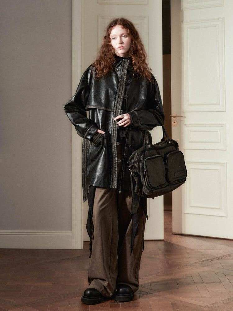 Patina Leather Belted Jacket
