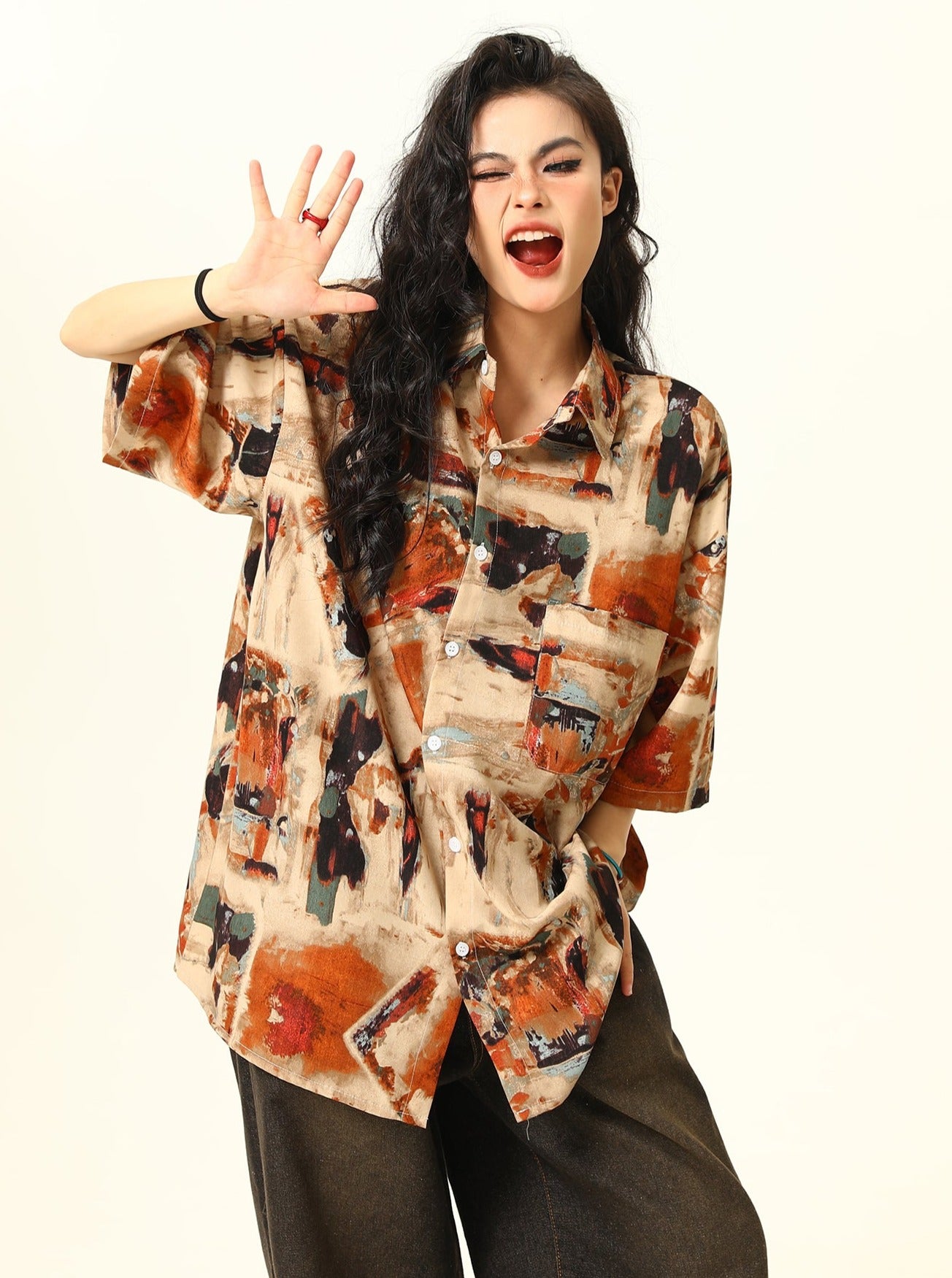 Abstract Paint Oversized Shirt