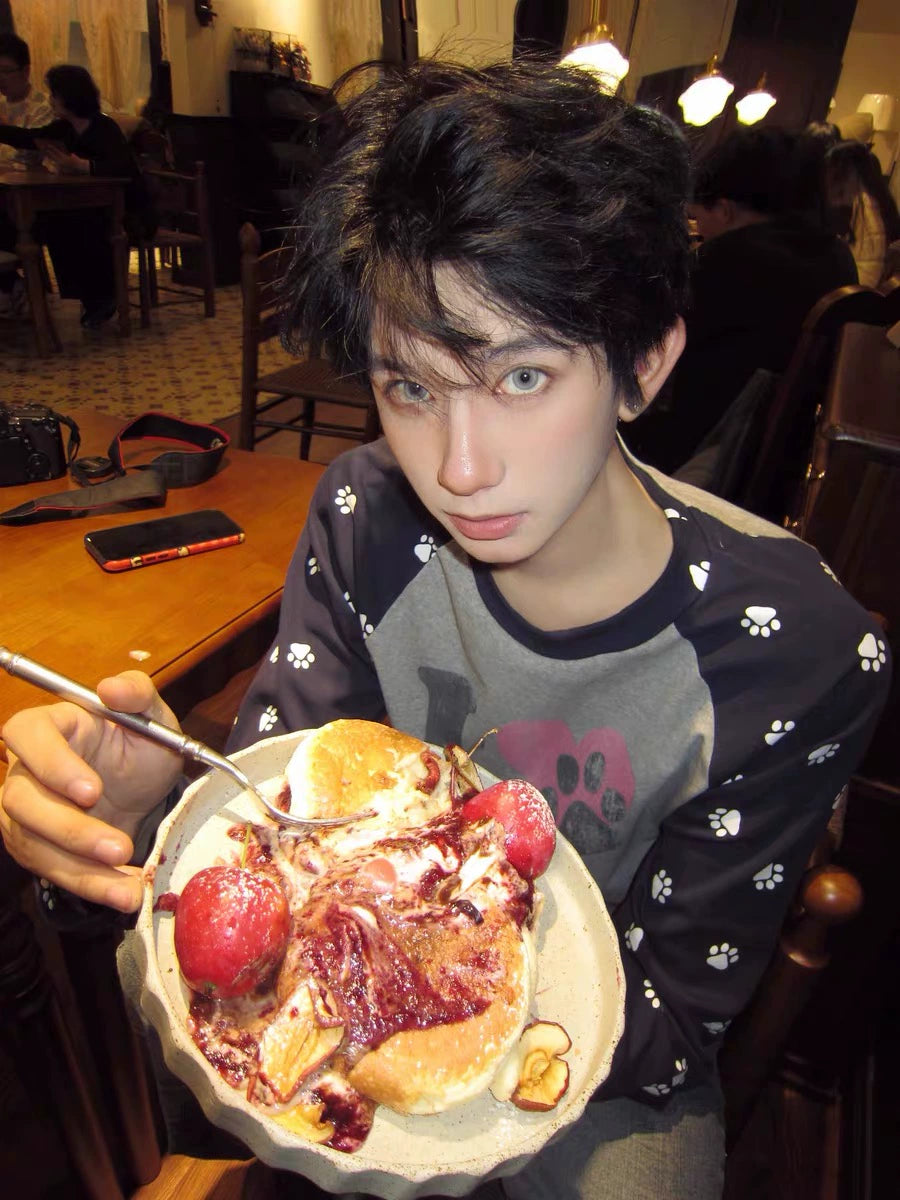 Pawprint Heart Cat Lover Raglan Longsleeve