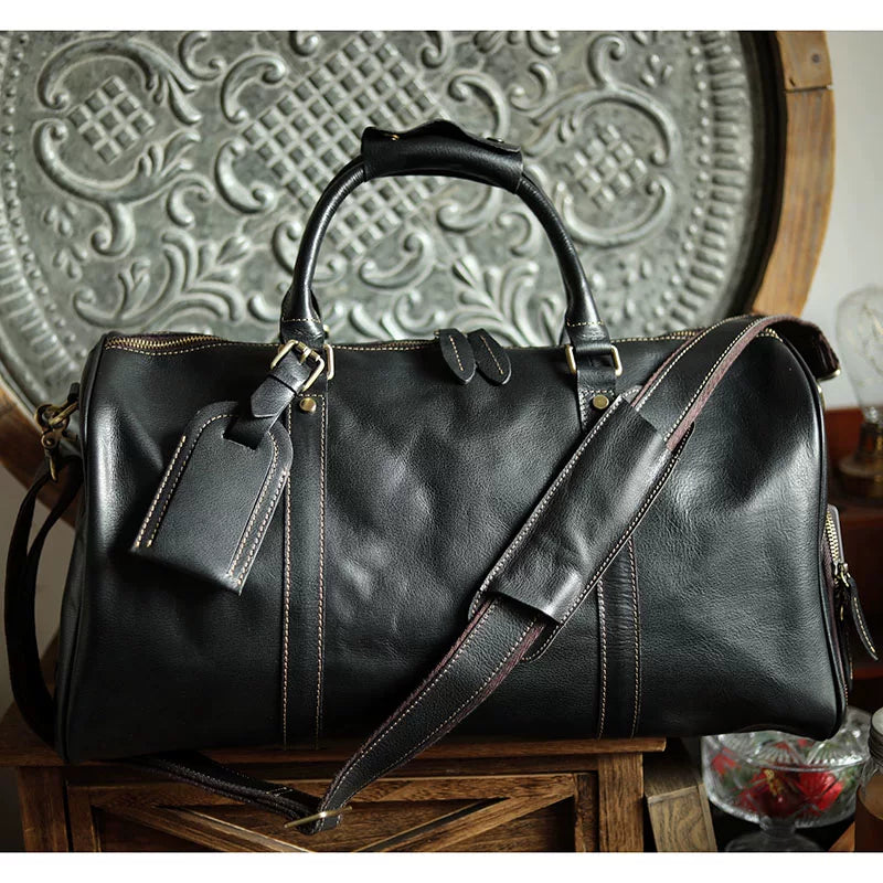 First-Layer Cowhide Travel Weekender Bag