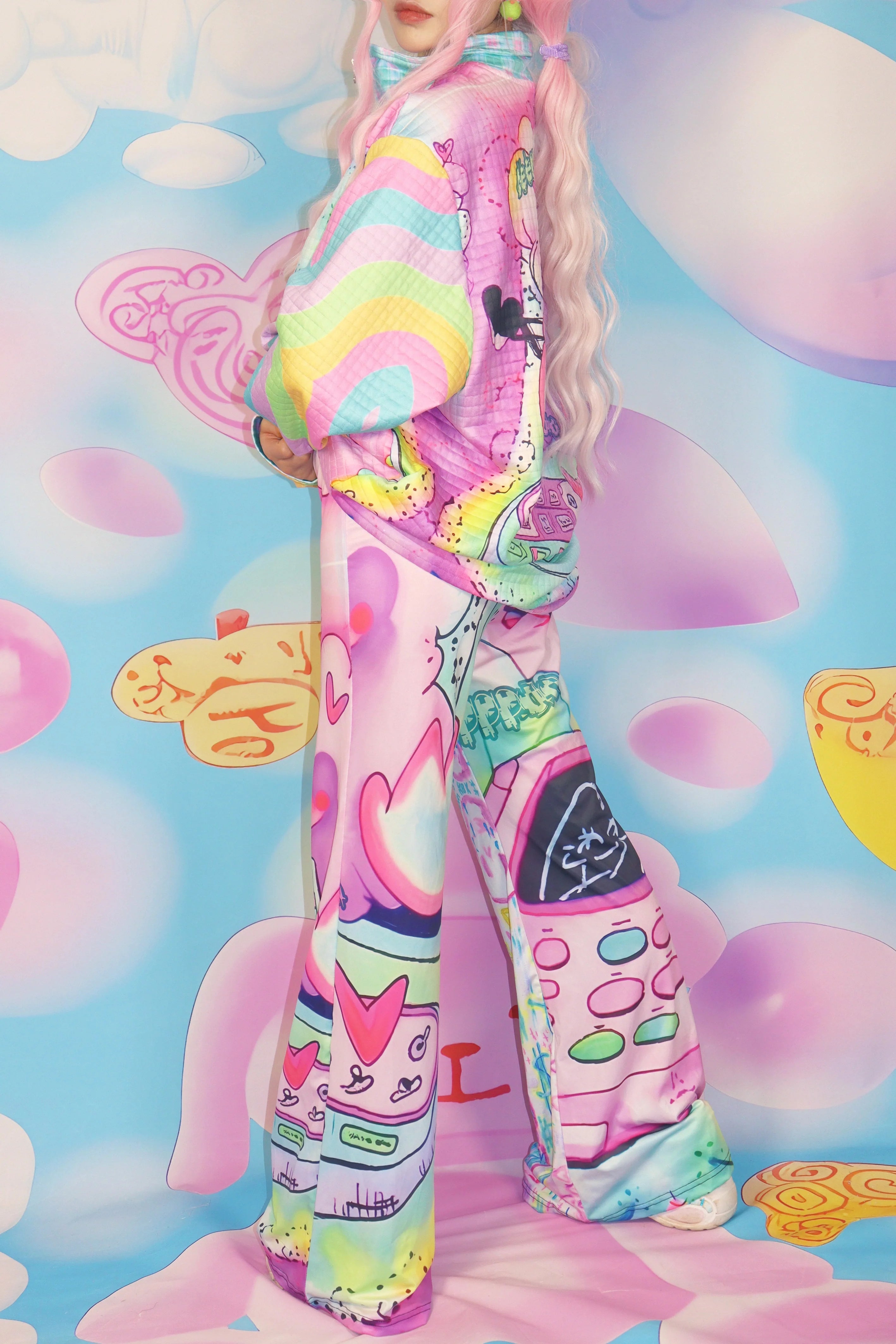 Pastel Graffiti Print Stretch Leggings