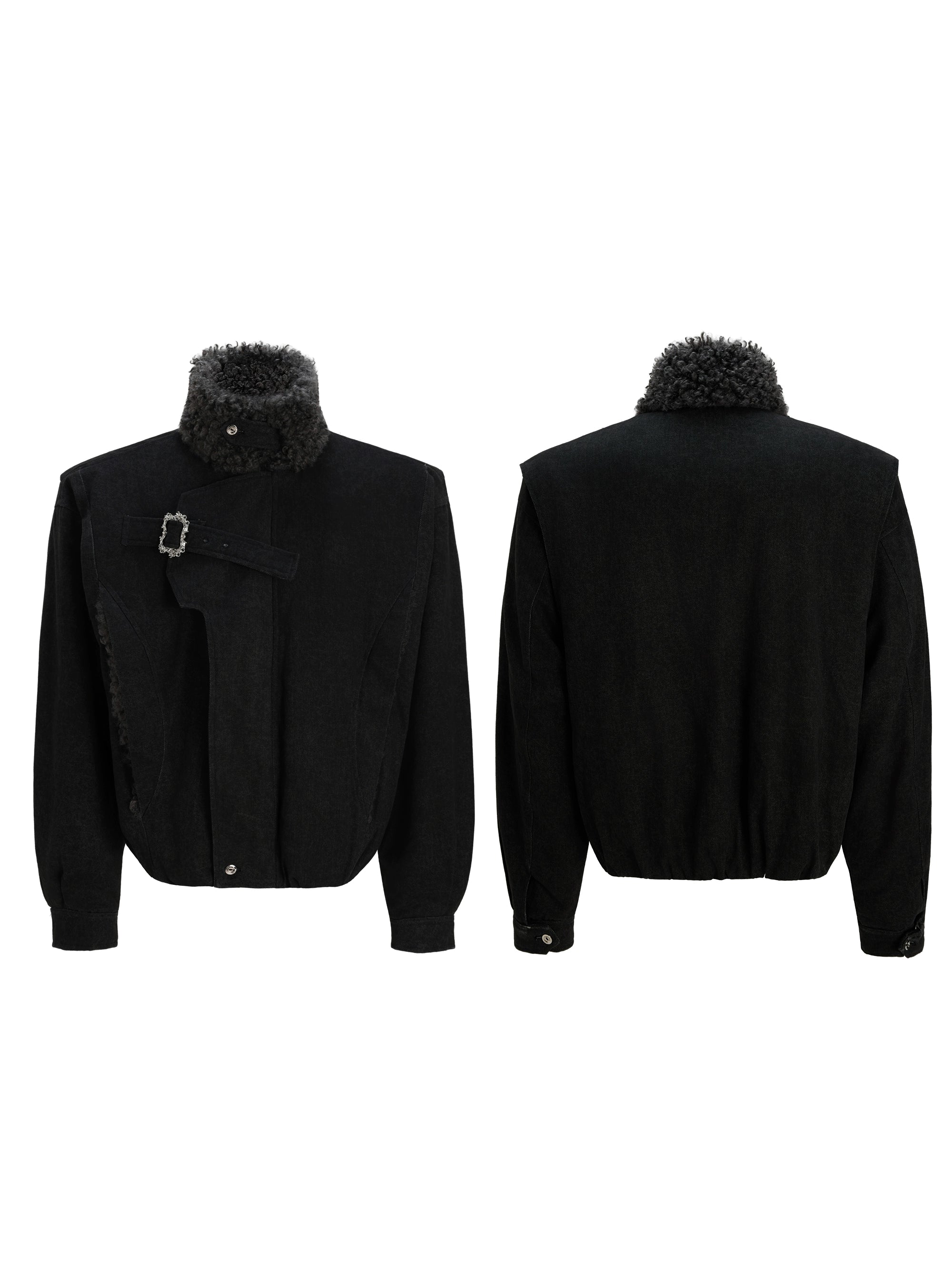 Buckle Neck Sherpa Collar Jackets