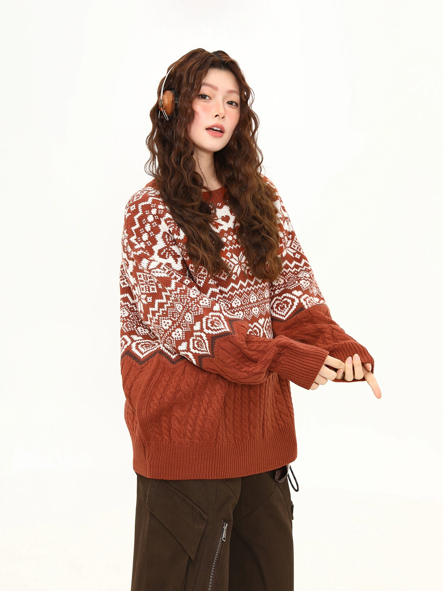 Cinnamon Heart Fair Isle Sweater