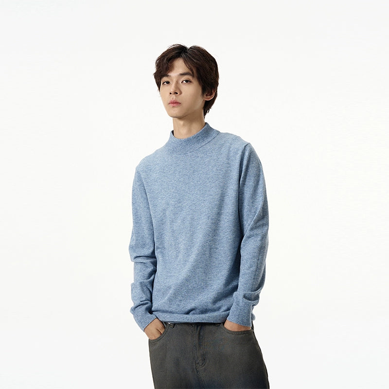 Minimalist Mock Neck Knit Sweater