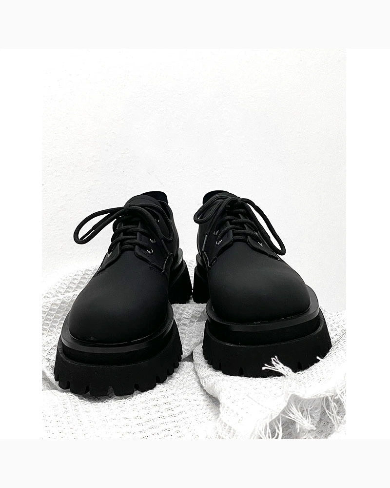 Thick-Soled Chunky Black Platform Derby Shoes