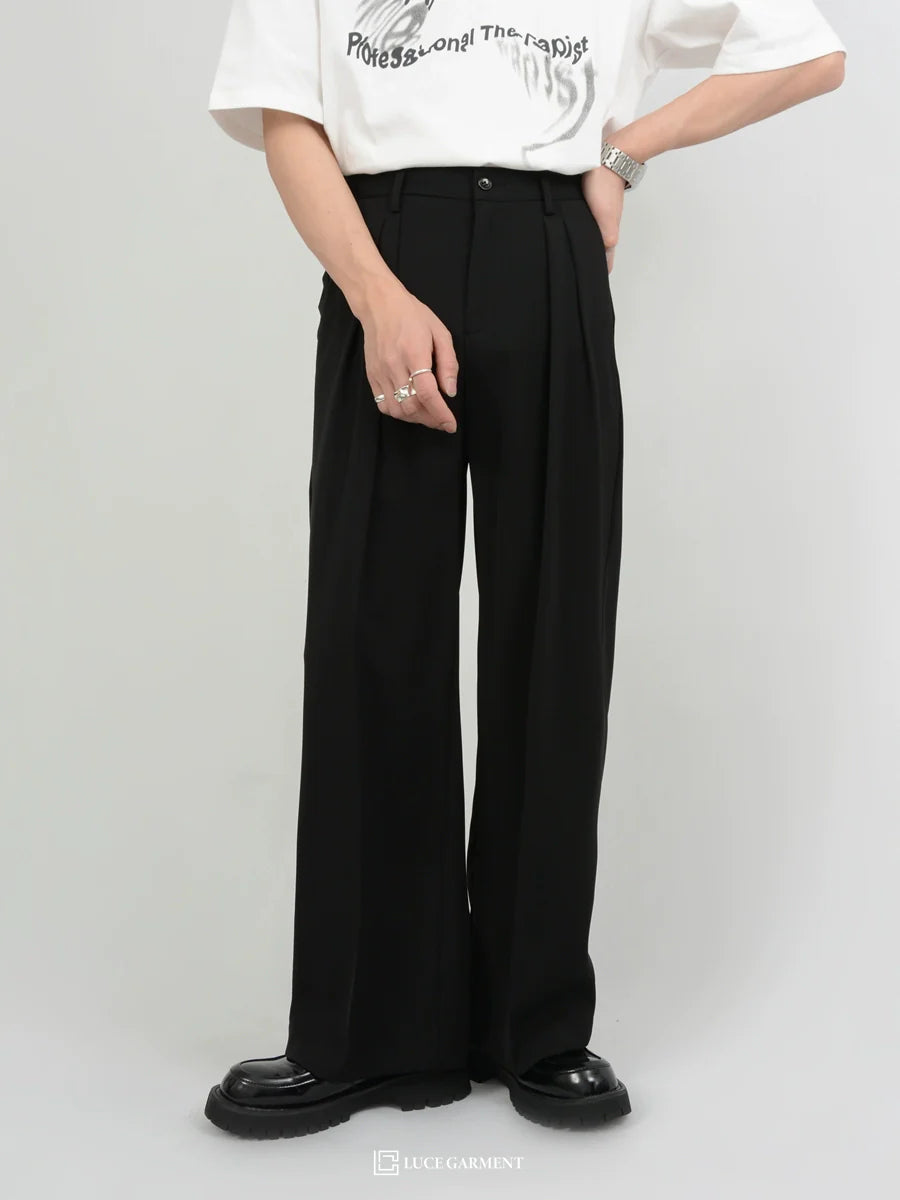 Pleated Wide-Leg Trousers