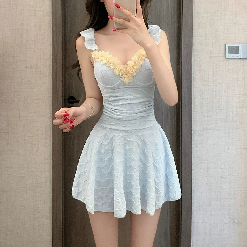 Petal Flutter Ruffle One‑Piece
