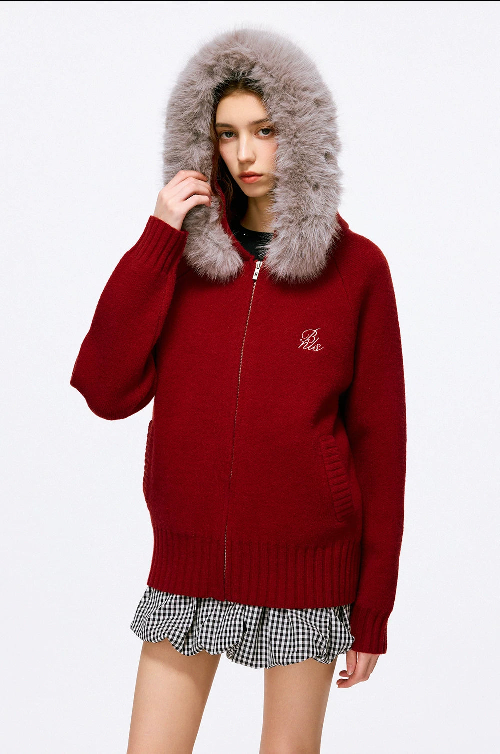 Frostline Faux Fur Hood Zip Cardigan
