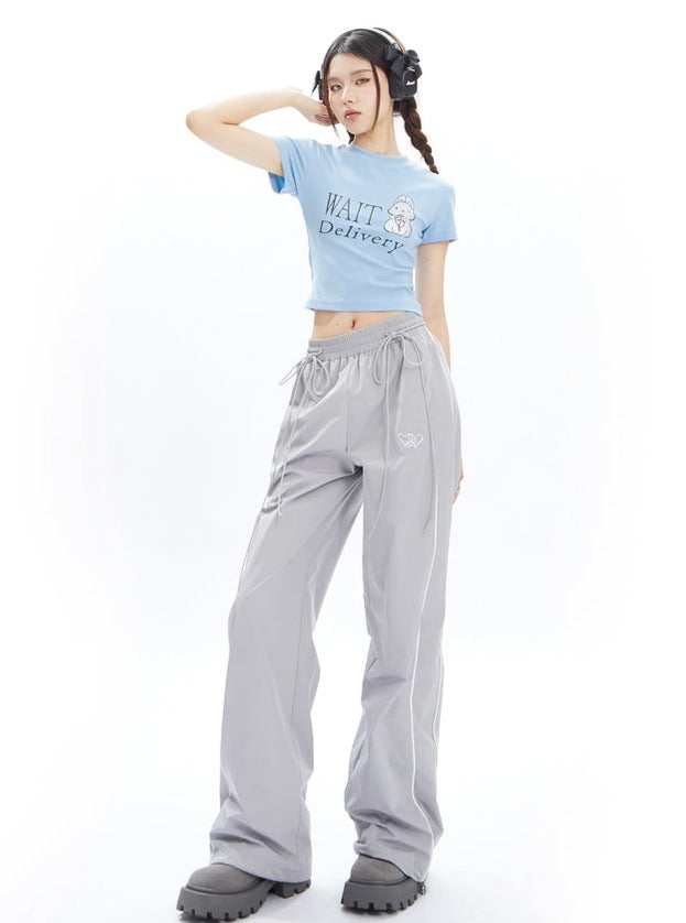 Bubblegum Breeze Drawstring Palazzo Pants