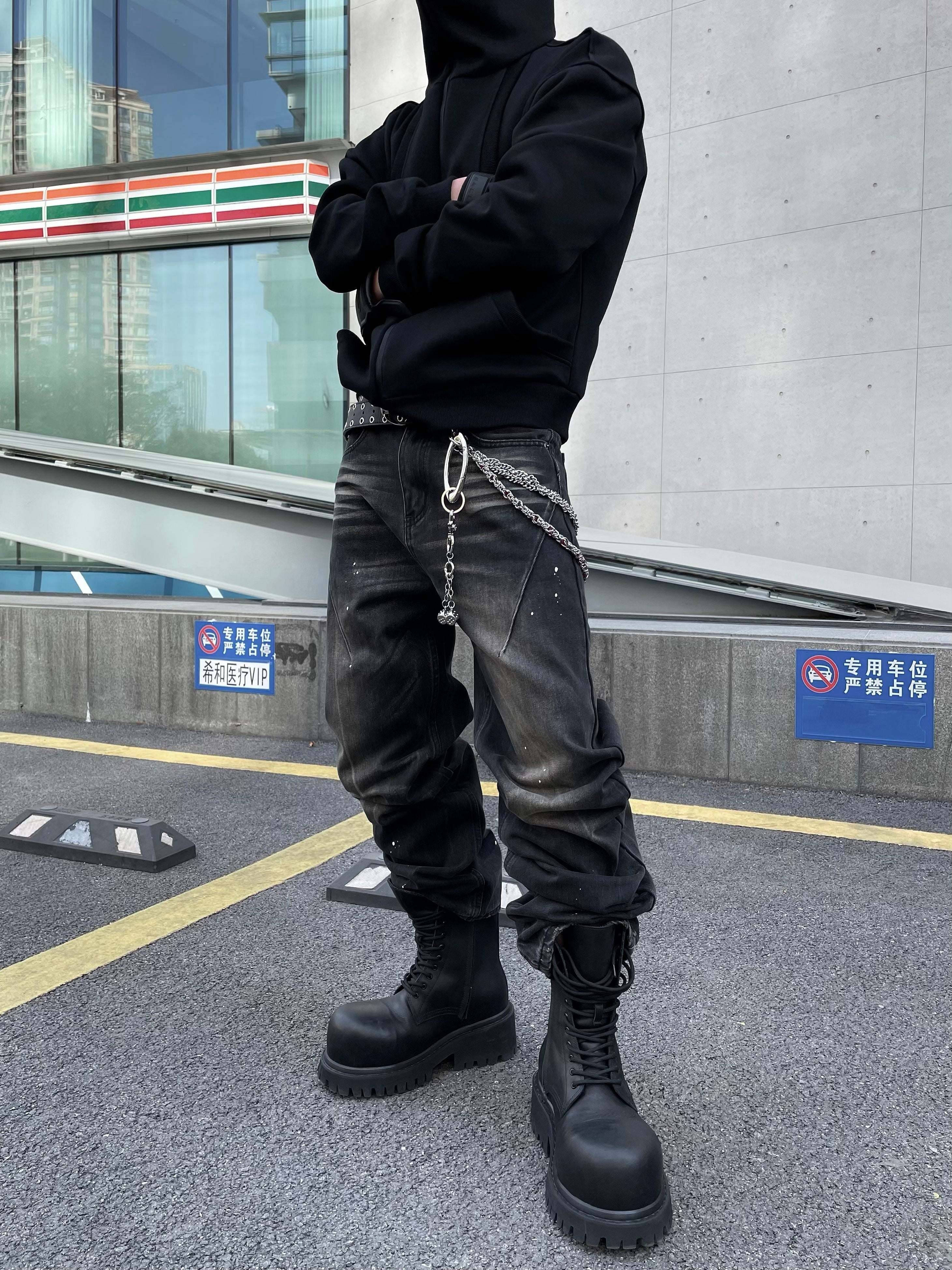 Shadow Fade Splatter Straight Jeans