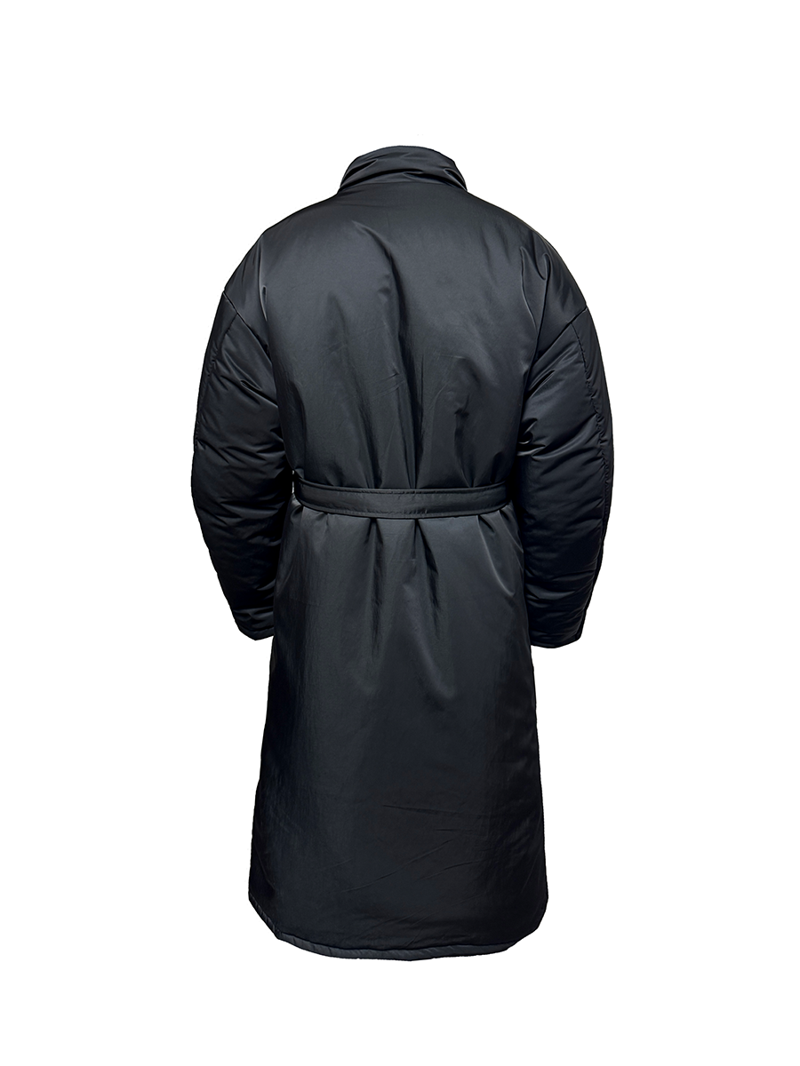 High Stand Collar Belted Long Puffer Coat