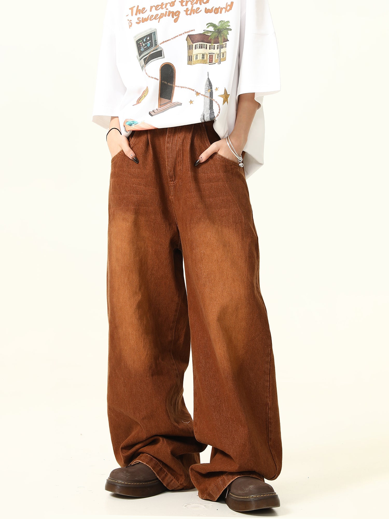 Vintage Denim Wide Leg Pants