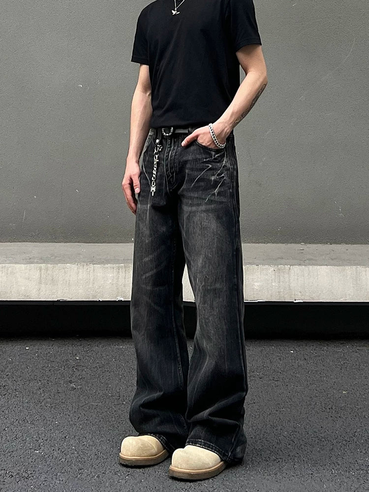 Smoke Wash Graffiti Jeans
