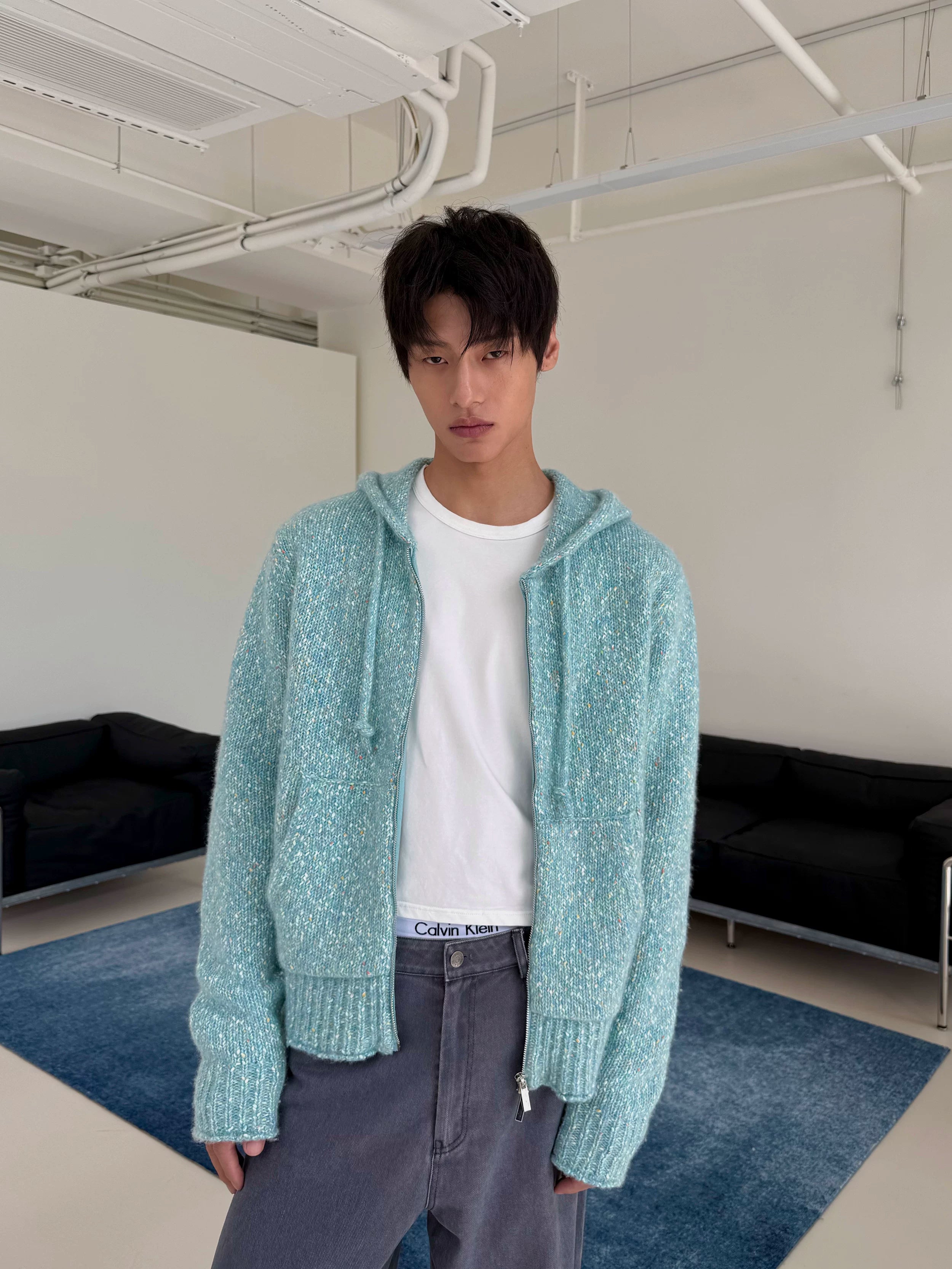 Glacier Mist Fuzzy Zip Hoodie