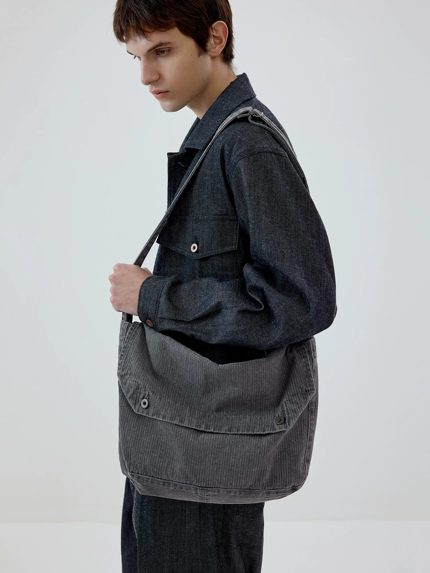 Gray Washed Messenger Bag