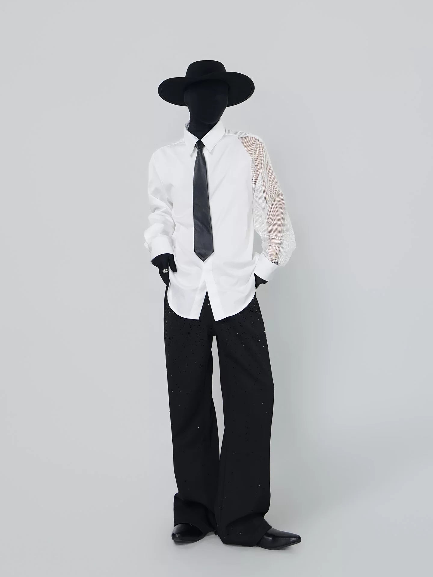 Circuit Mesh-Sleeve Contrast Shirt