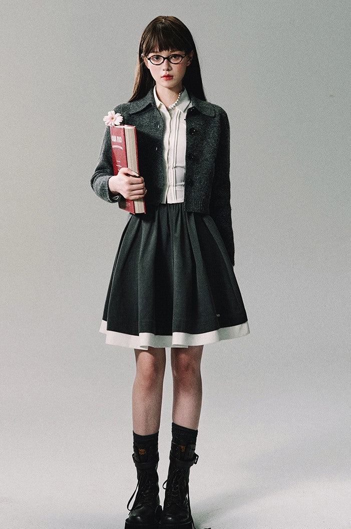 Contrast Trim School Skirt