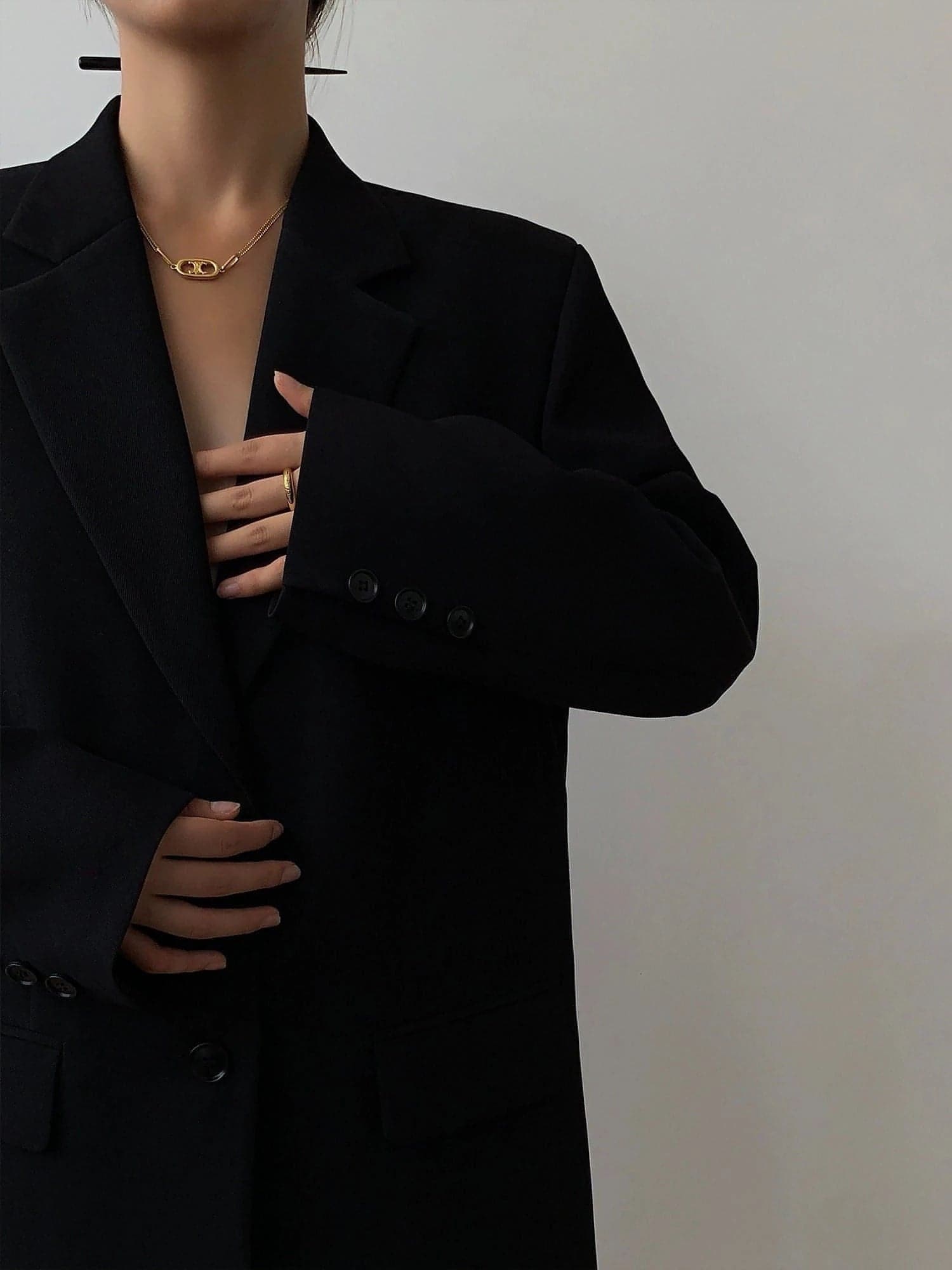Autumn Collection - Black Loose-Fit Korean Style Blazer - chiclara