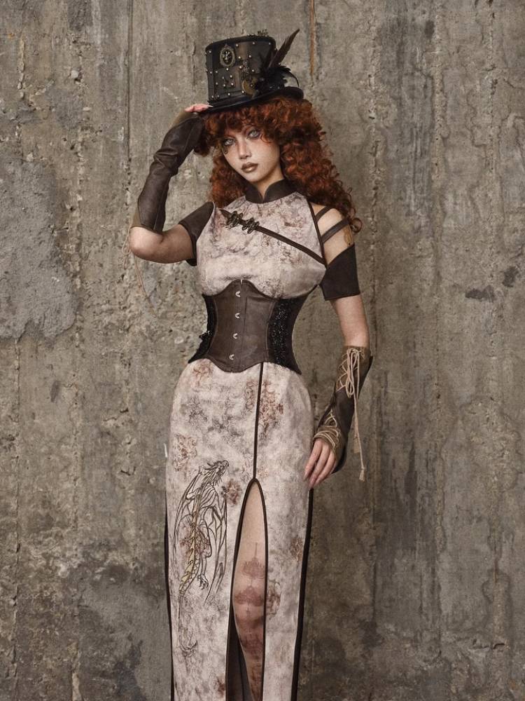 Steampunk Brown Leather Underbust Corset