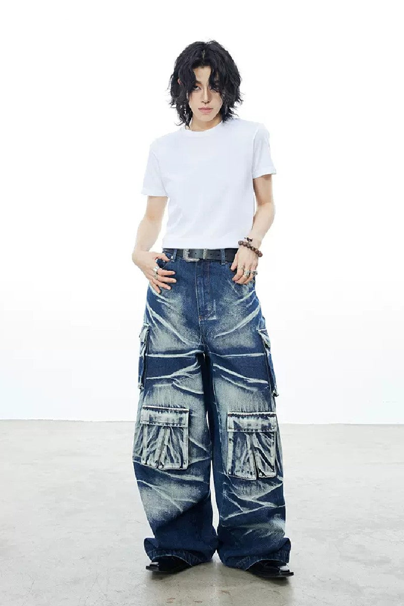 Rugged Heavy Washed Oversized Jeans - chiclara