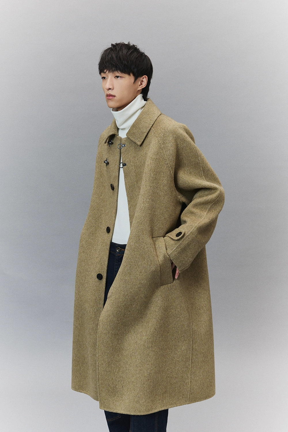 Wool Double-Faced Classic Balmacaan Coat