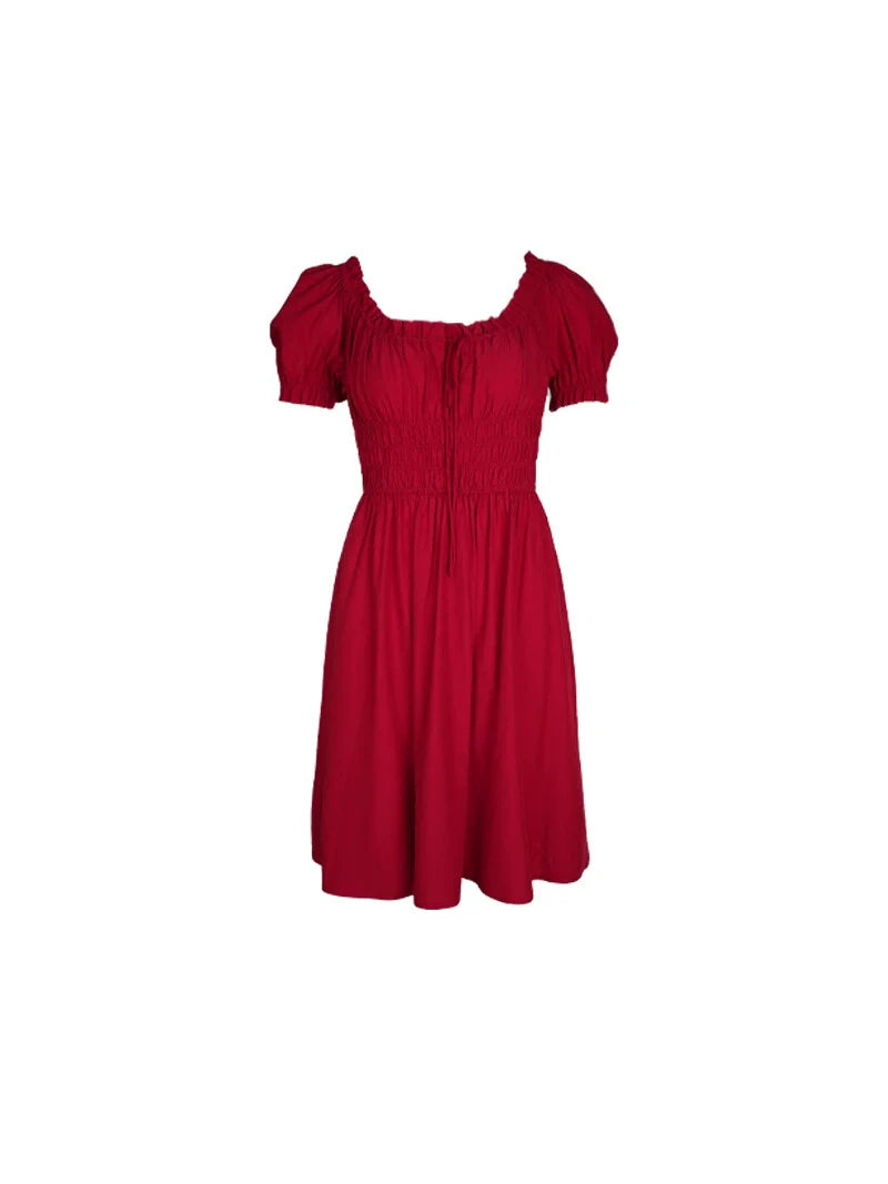 Puff Sleeve Smocked Waist Mini Dress