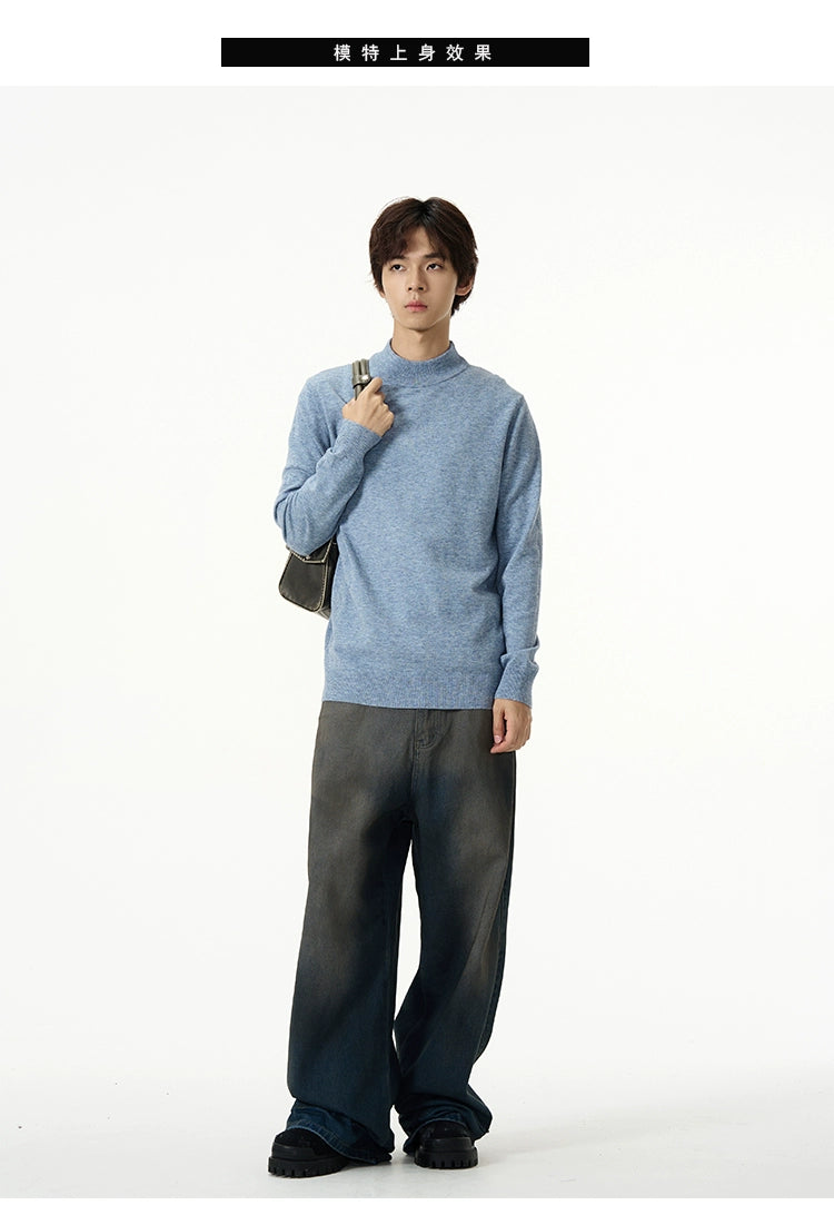 Minimalist Mock Neck Knit Sweater
