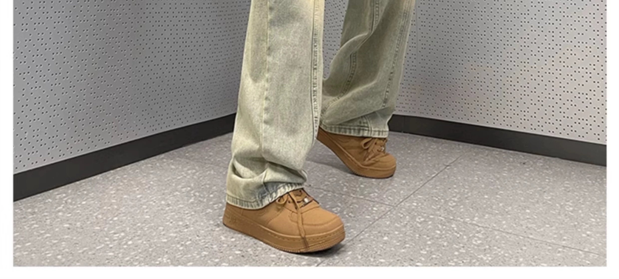 Distressed Wide-Leg Jeans