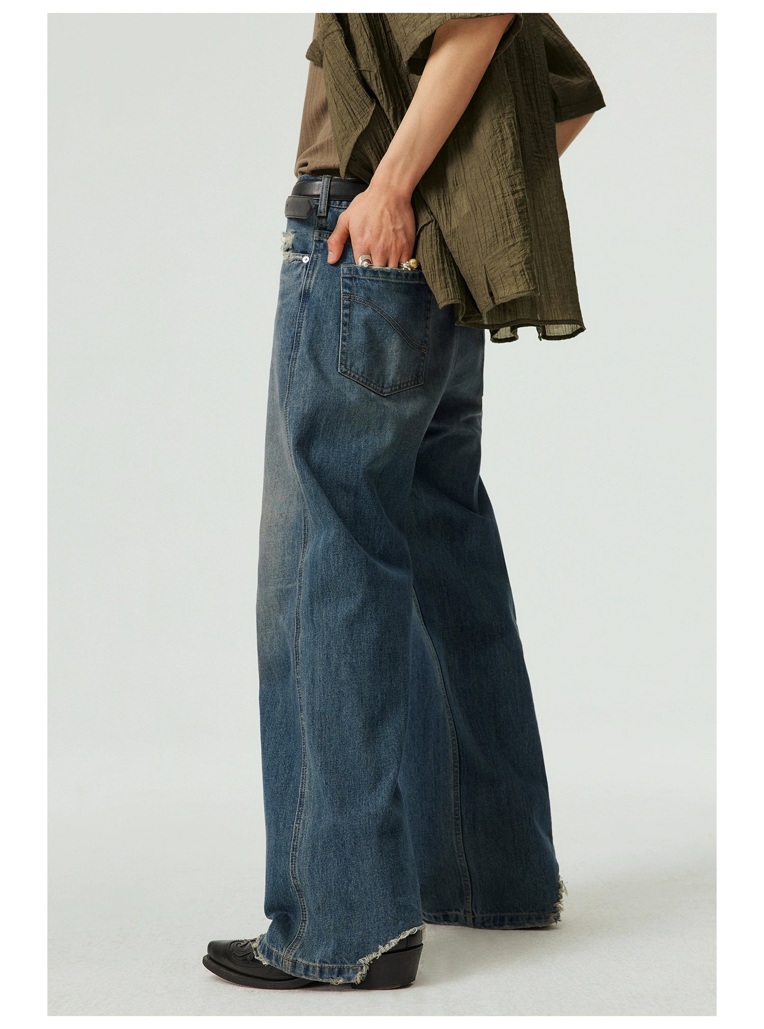 Dark Wash Wide-Leg Relaxed Jeans