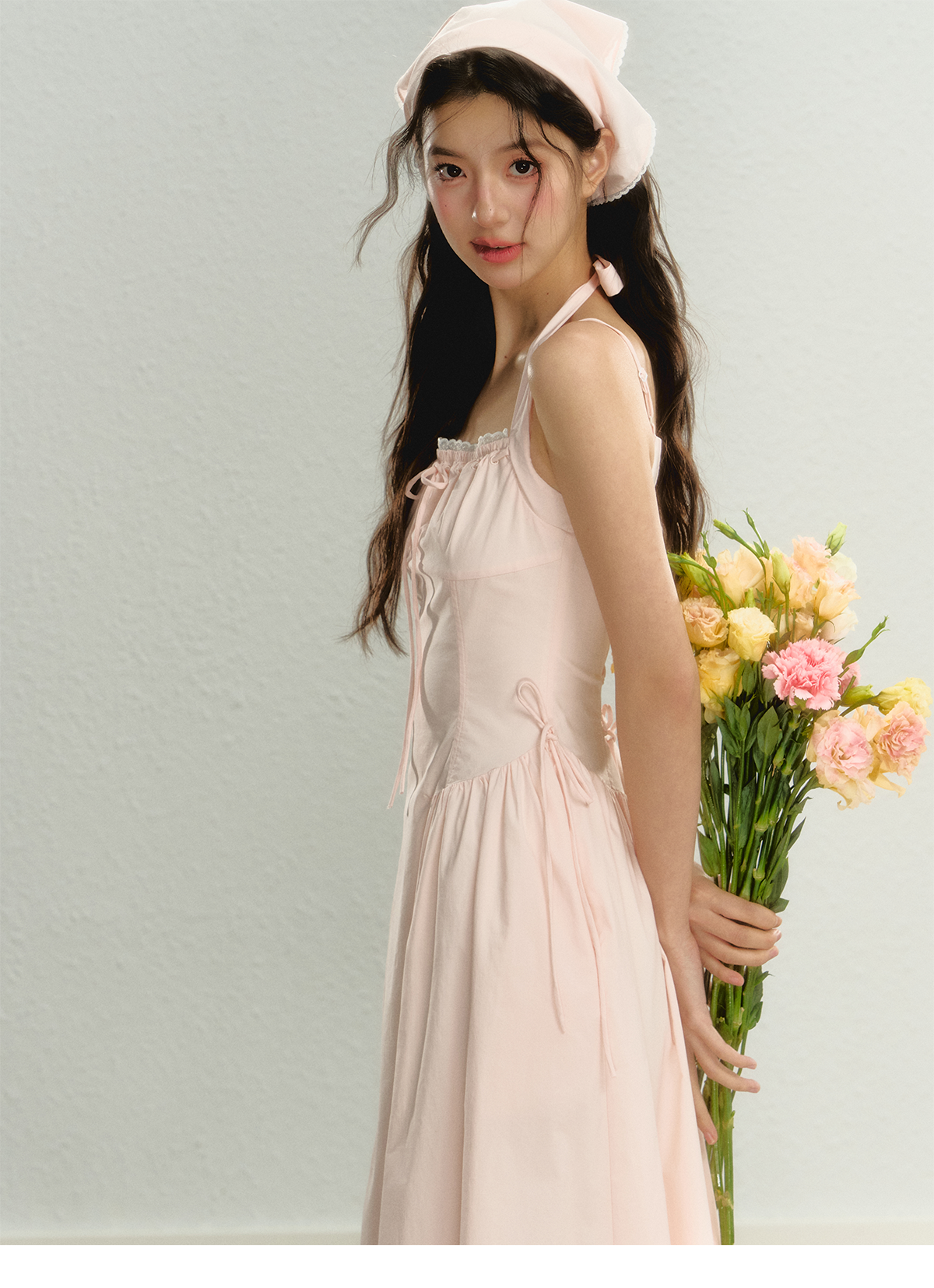 Pink Halter Bow Maxi Summer Dress