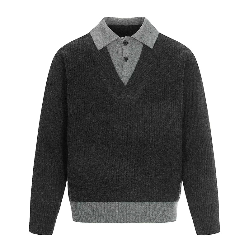 Mocha Layered Collar Knit Sweater