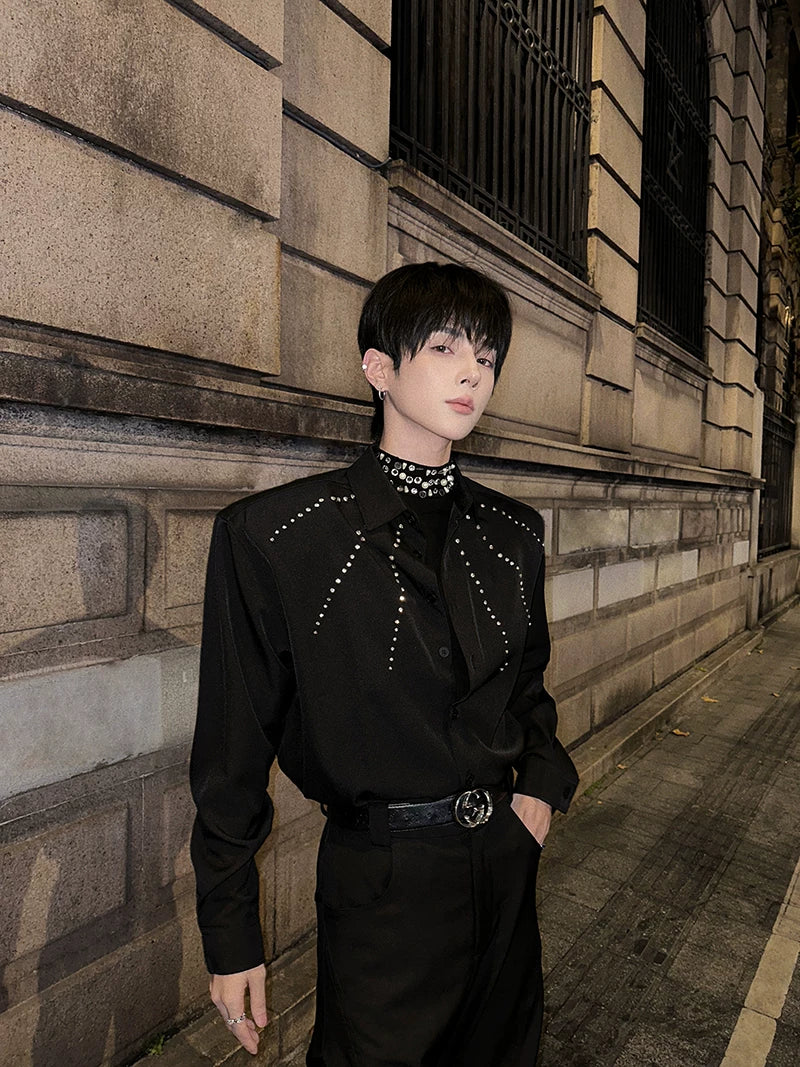 Starlit Collar Crystal Knit Top